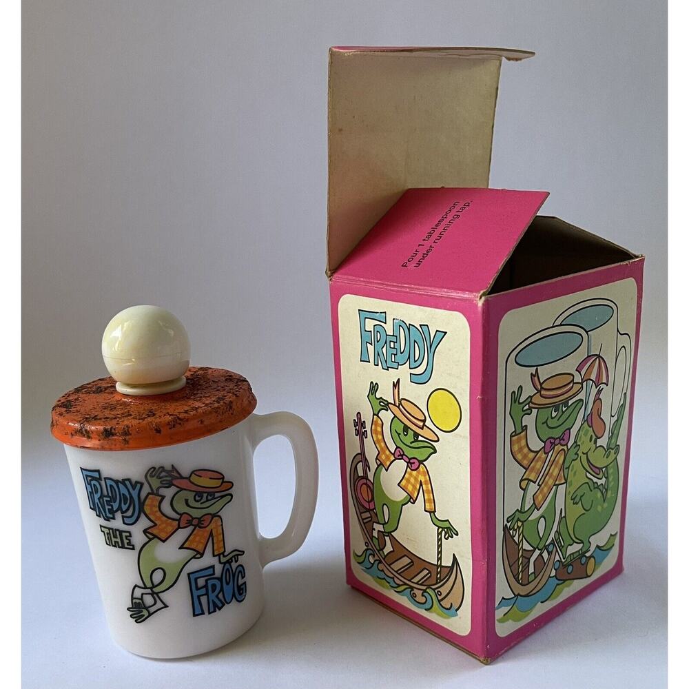 FREDDY the FROG Bubble Bath Mug and Box Avon Vintage Retro Kids Collectible